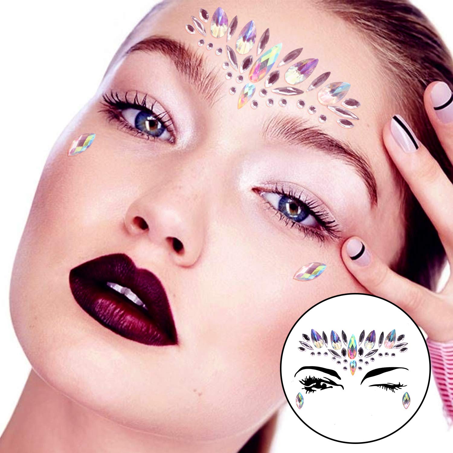 Mermaid Face Jewels Rhinestones Temporary Crystal Stickers Decorations