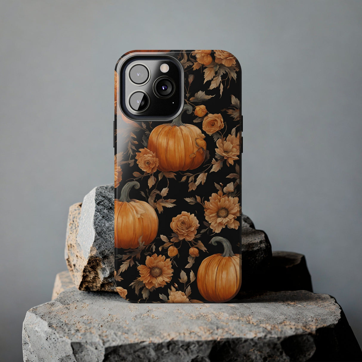 Halloween Pumpkin Tough Phone Cases, 3D Pumpkin and Flower Phone Case