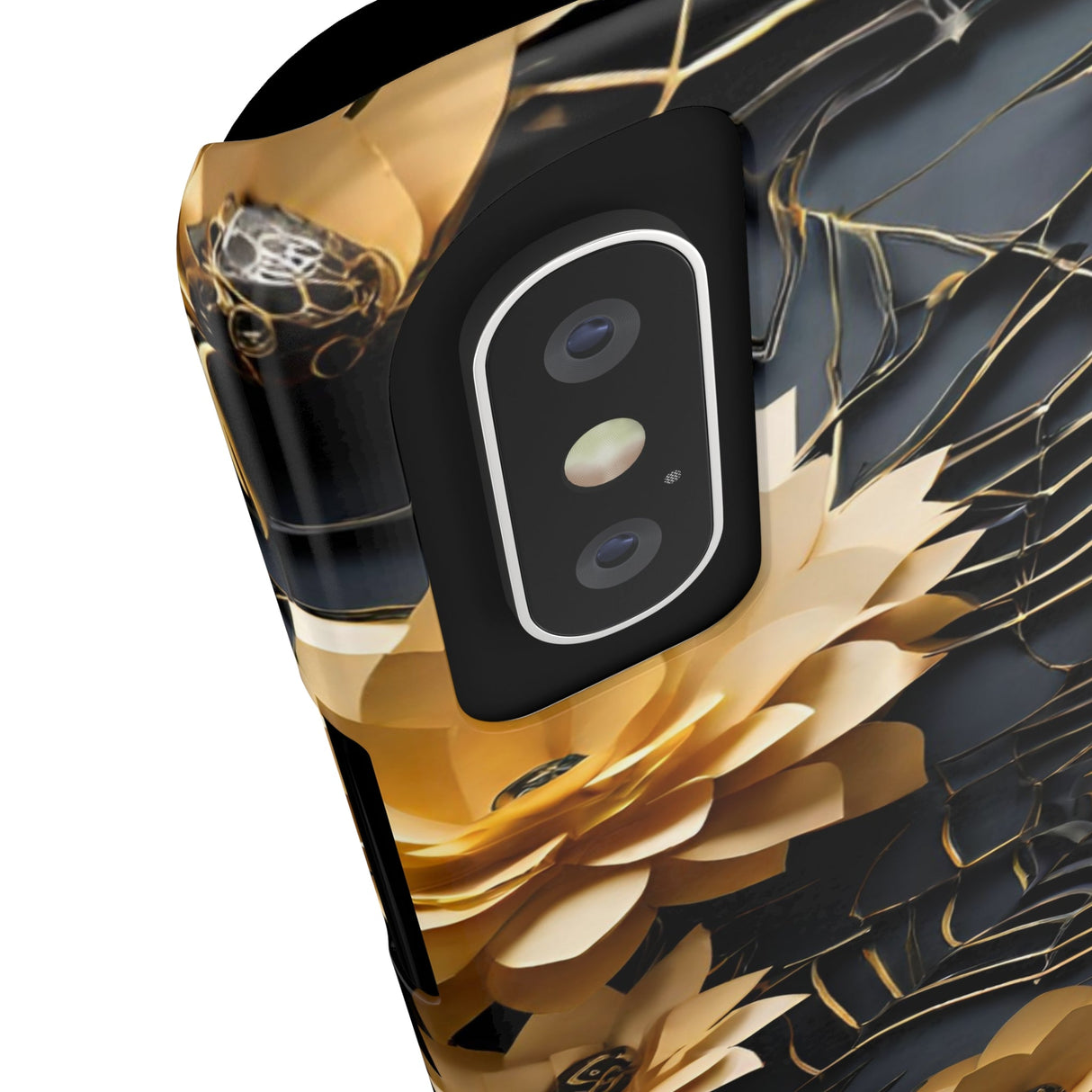 Halloween Black & Gold Spider Slim Phone Cases, Gold Flower Phone Case