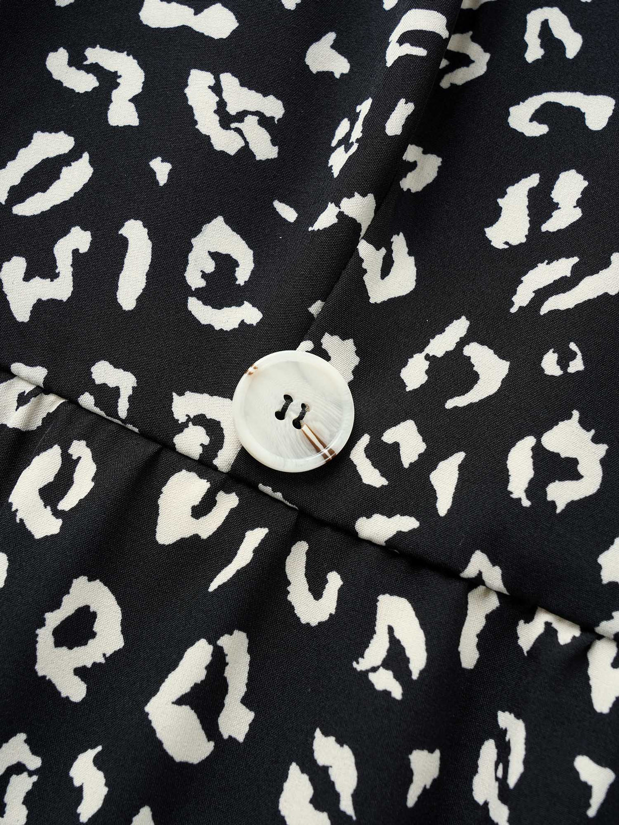 Leopard Print Suit Collar Ruffle Hem Dress