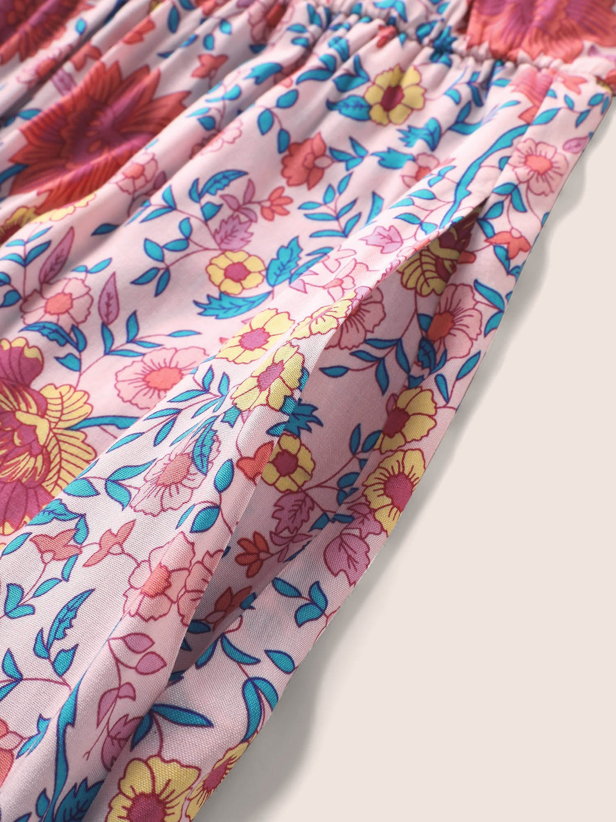 Floral Elastic Waist Patchwork Cami Dress