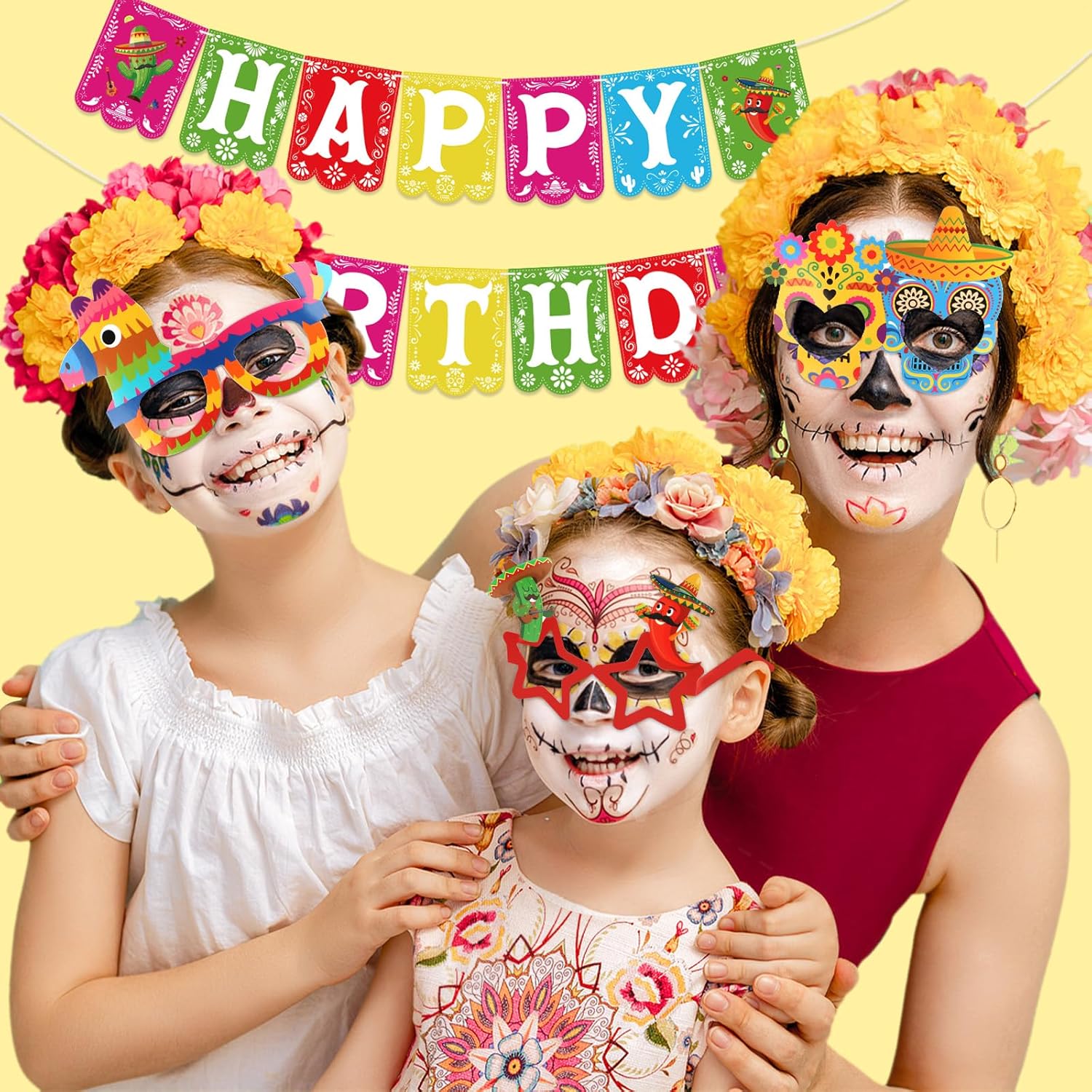 32 Pcs Mexican Fiesta Party Decorations Paper Eyeglasses