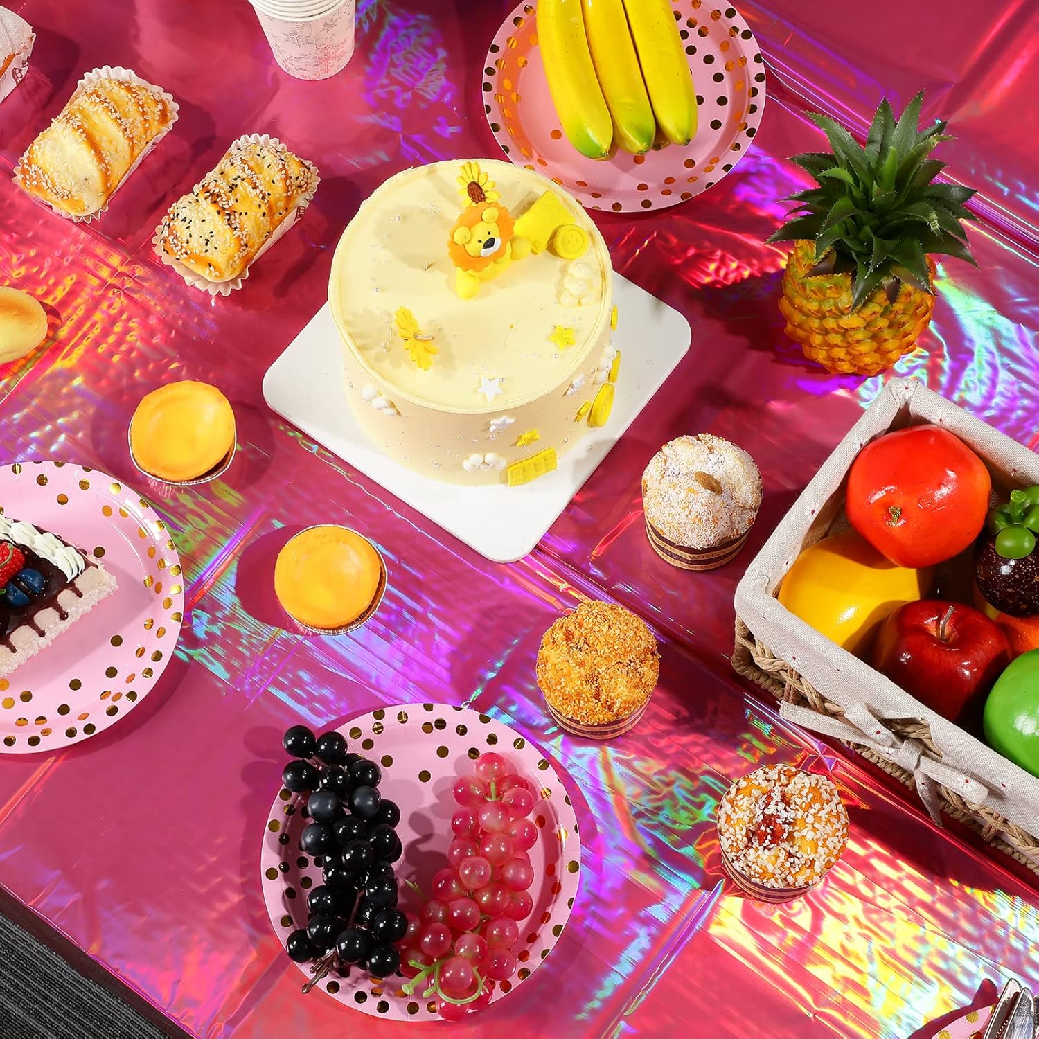 4 Pack Iridescent Plastic Tablecloths Shiny Disposable Laser Rectangle Table Covers