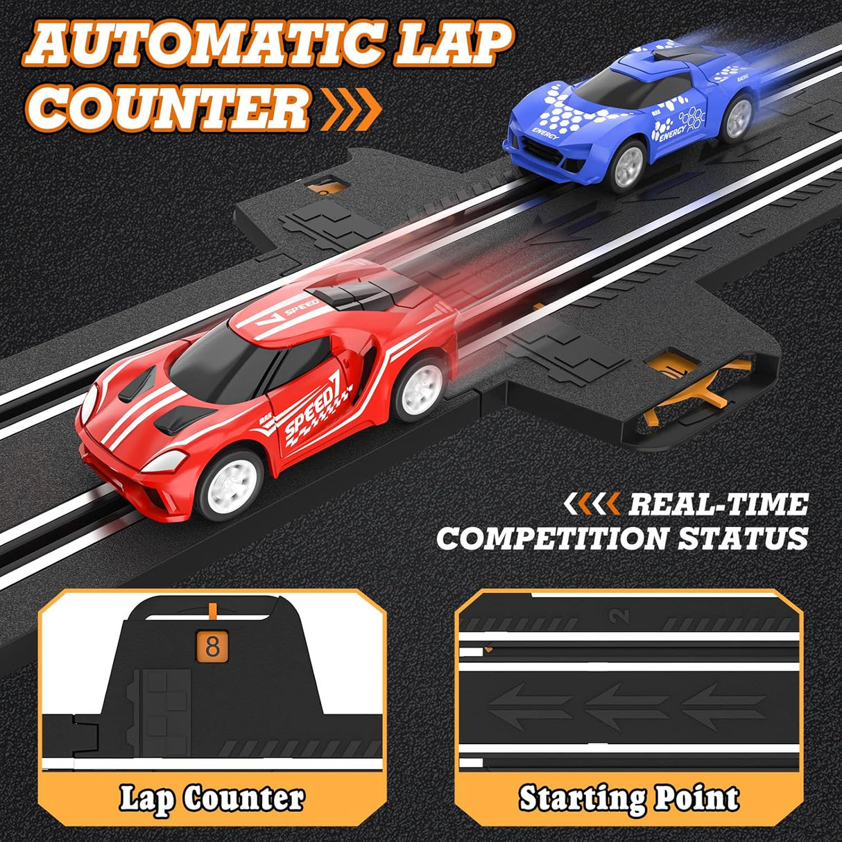Slot Car Race Track Sets with 4 High-Speed Slot Cars