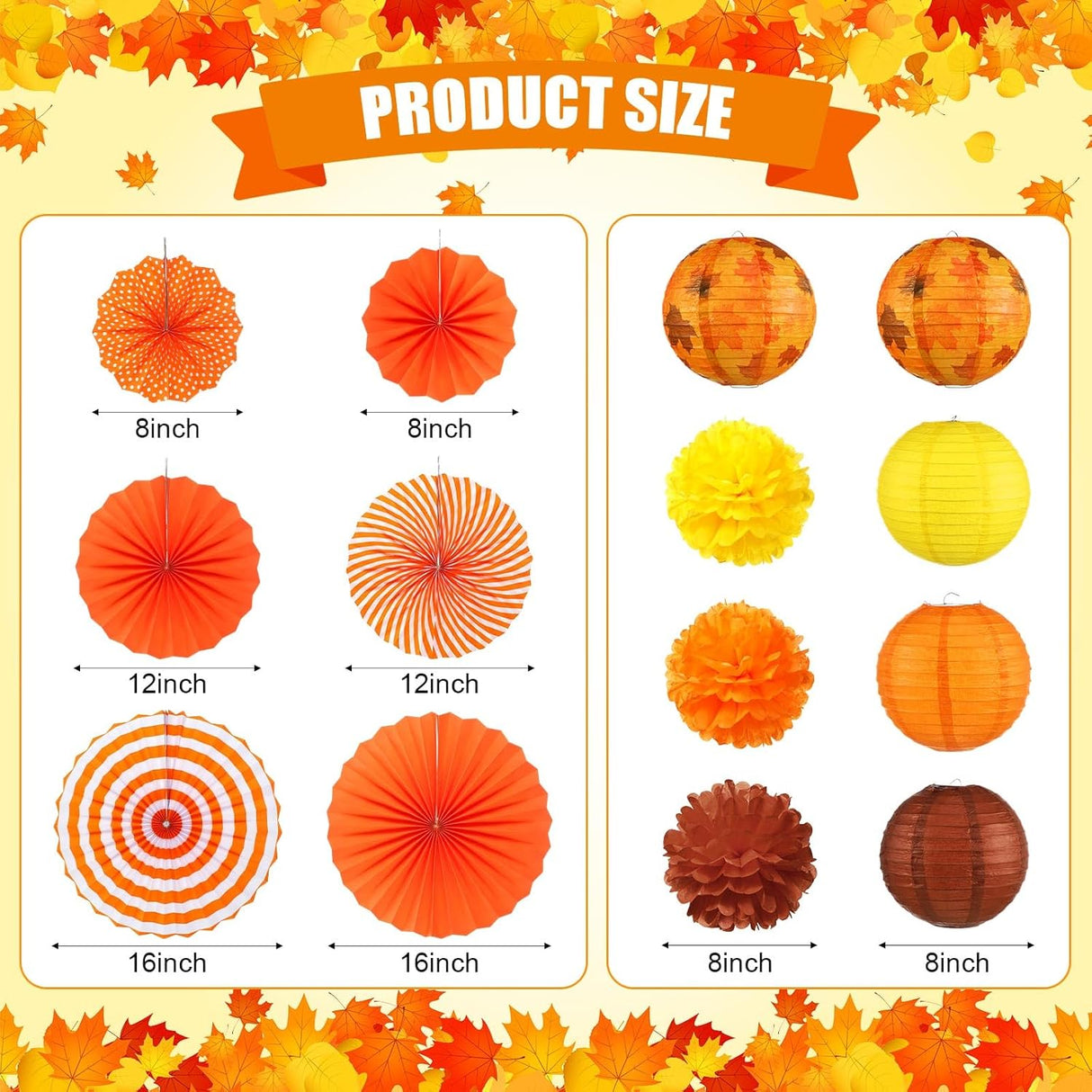 Glooglitter 14 Pcs Fall Party Decoration Set Festival Thanksgiving Party Supplies
