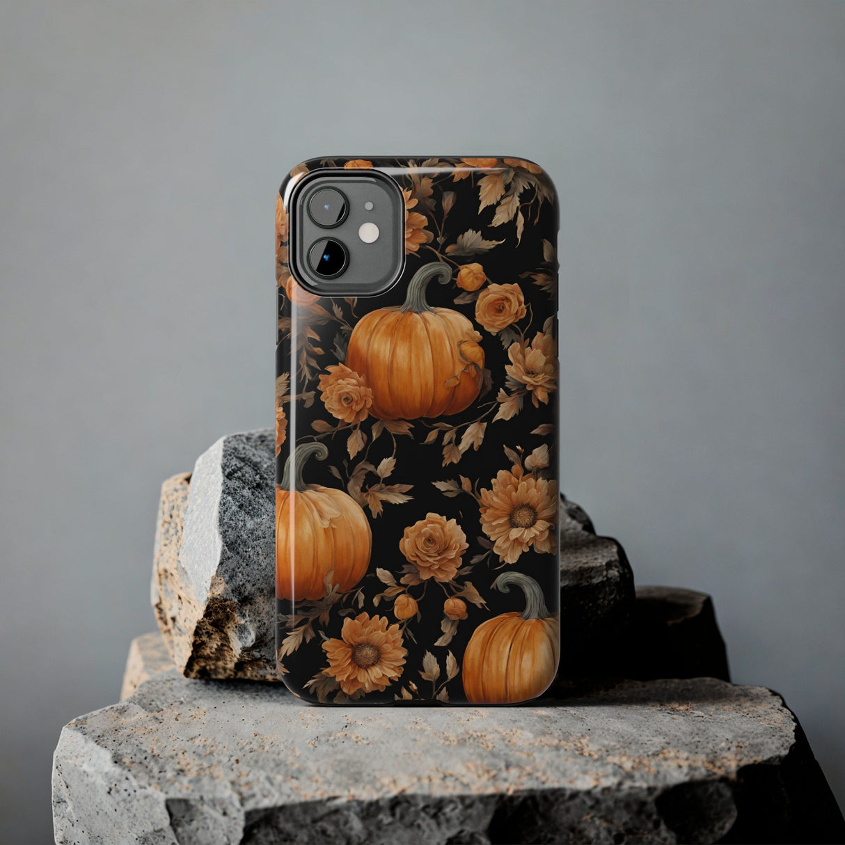 Halloween Pumpkin Tough Phone Cases, 3D Pumpkin and Flower Phone Case