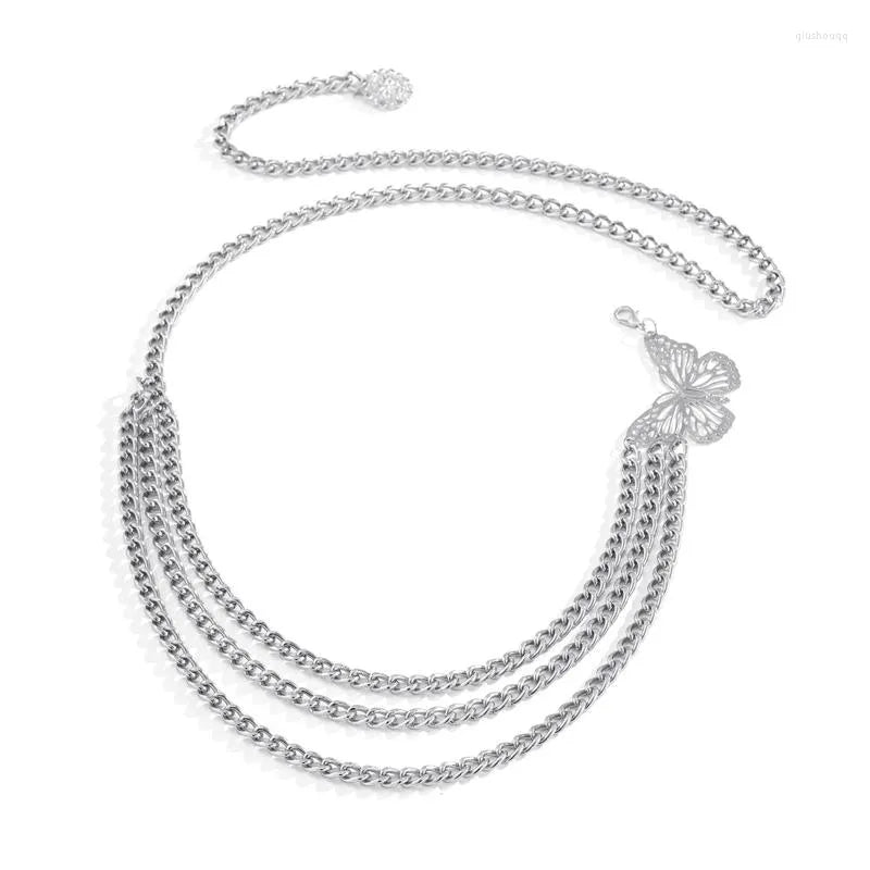 Helena - Multi-layered chain necklace with butterfly pendant