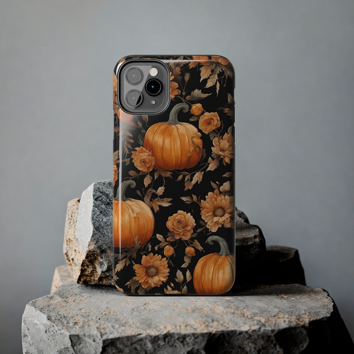 Halloween Pumpkin Tough Phone Cases, 3D Pumpkin and Flower Phone Case