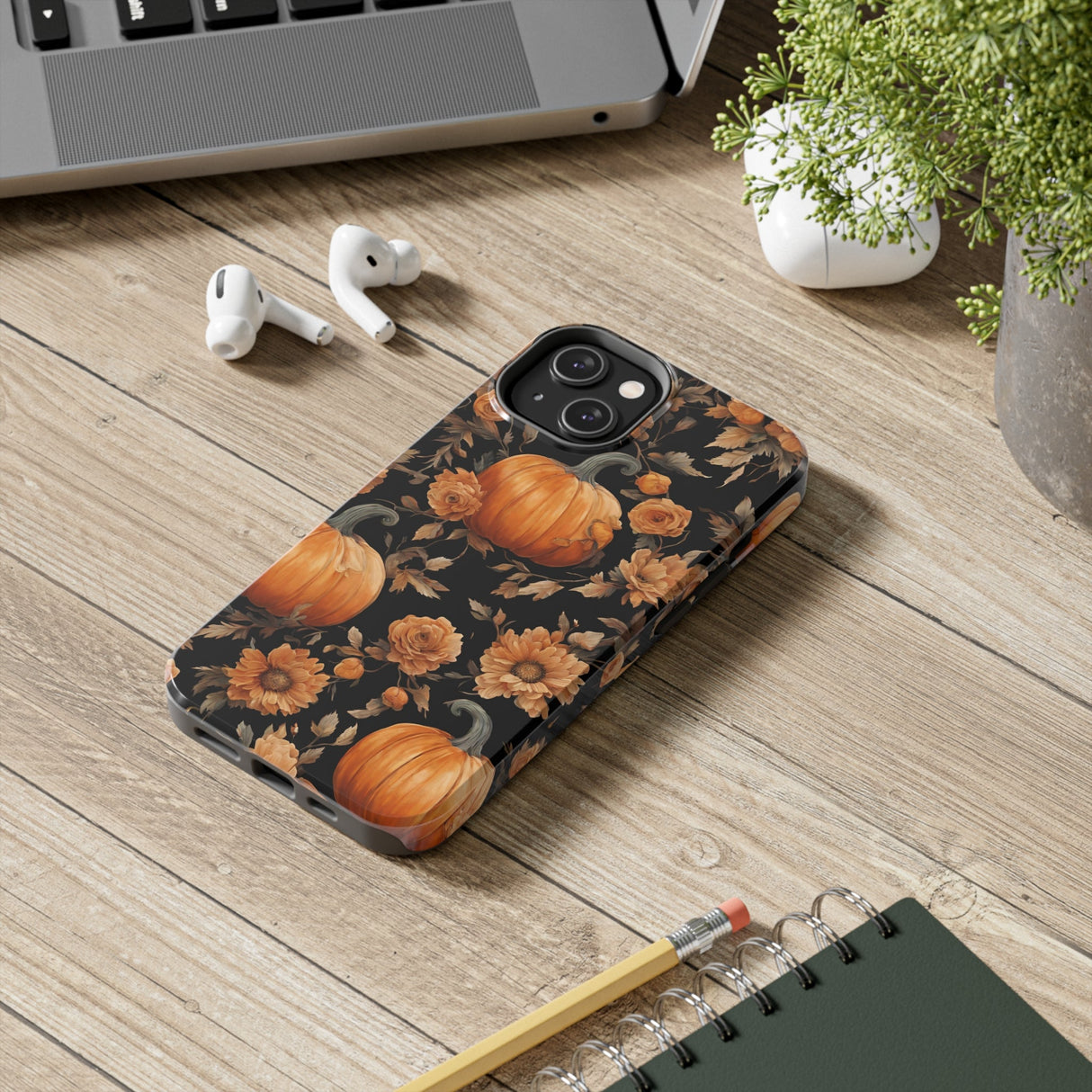Halloween Pumpkin Tough Phone Cases, 3D Pumpkin and Flower Phone Case