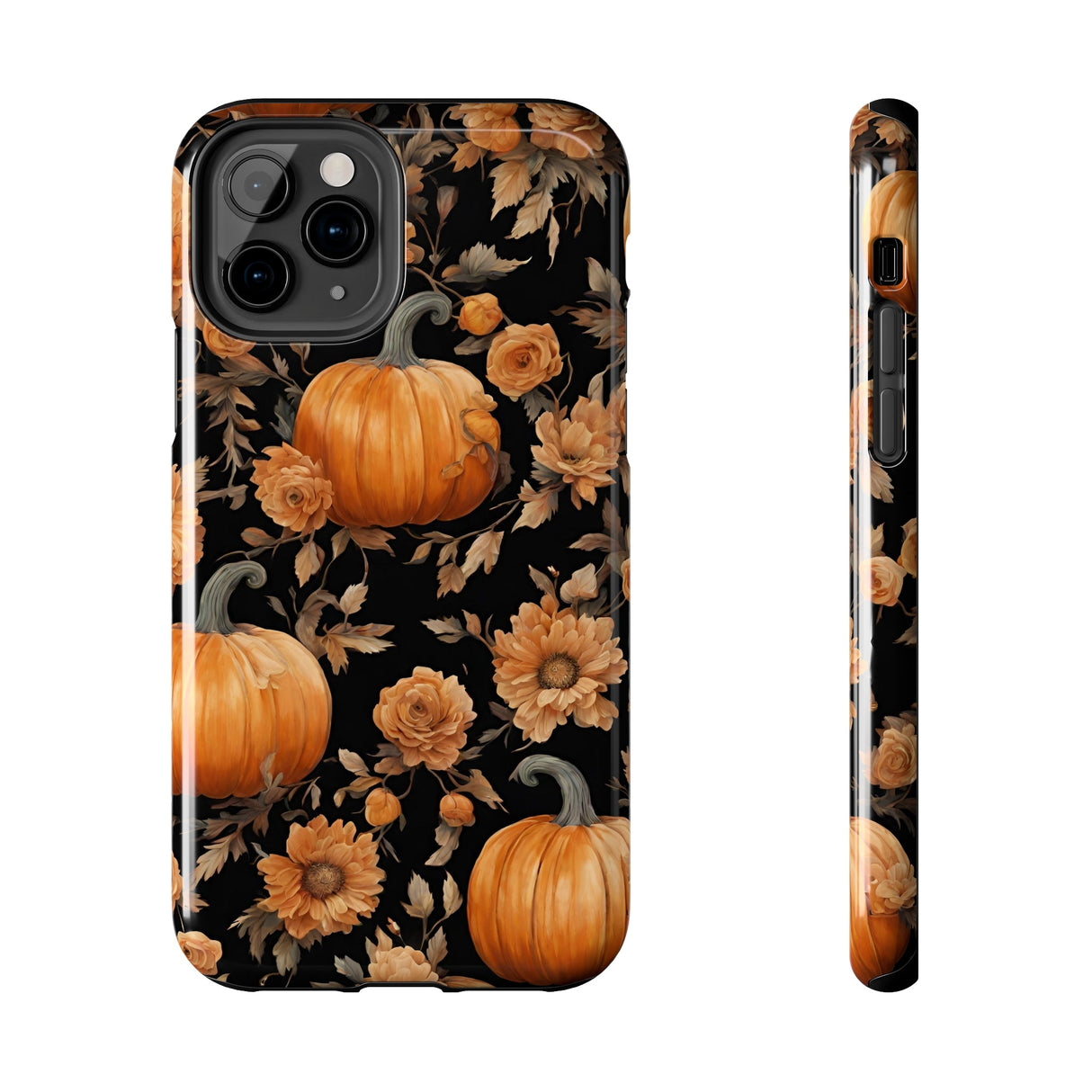 Halloween Pumpkin Tough Phone Cases, 3D Pumpkin and Flower Phone Case