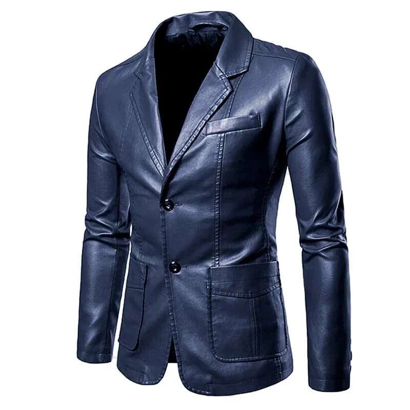 Harbert - Lapel Leather Suit Jacket for Men