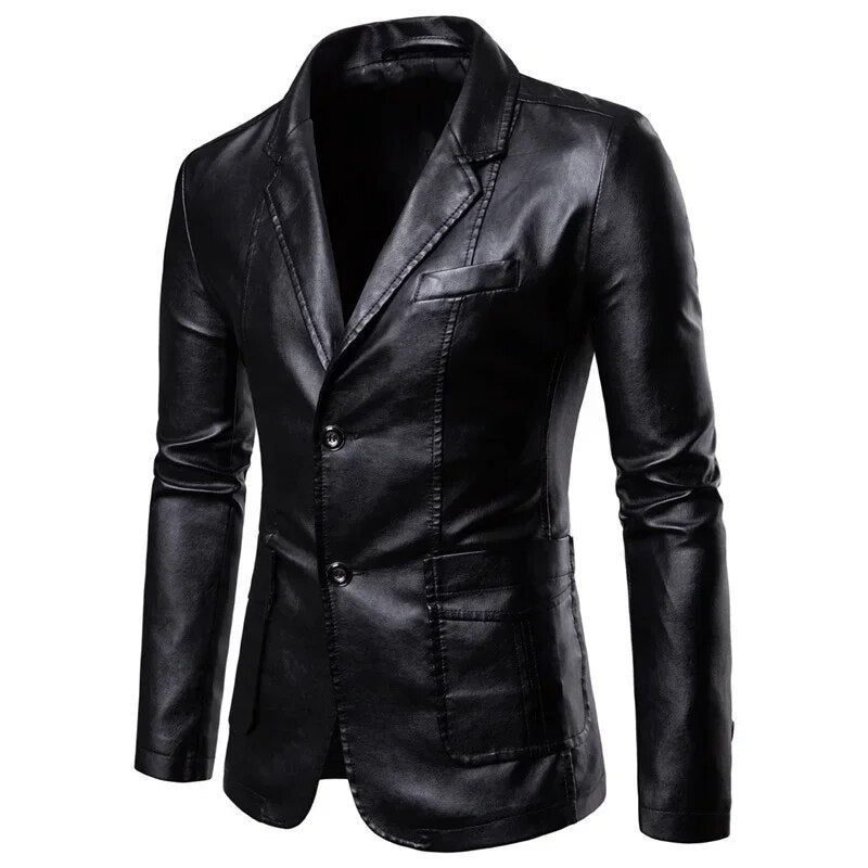 Harbert - Lapel Leather Suit Jacket for Men