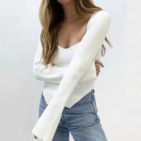 Erich - Knitted jumper with square neckline