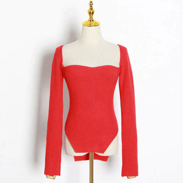 Erich - Knitted jumper with square neckline