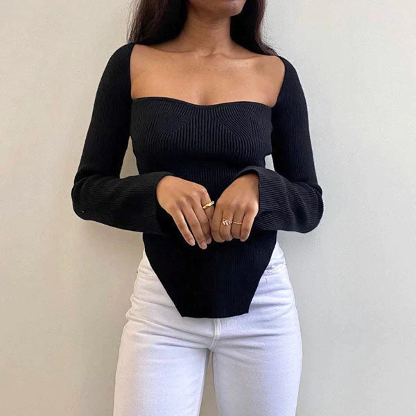 Erich - Knitted jumper with square neckline