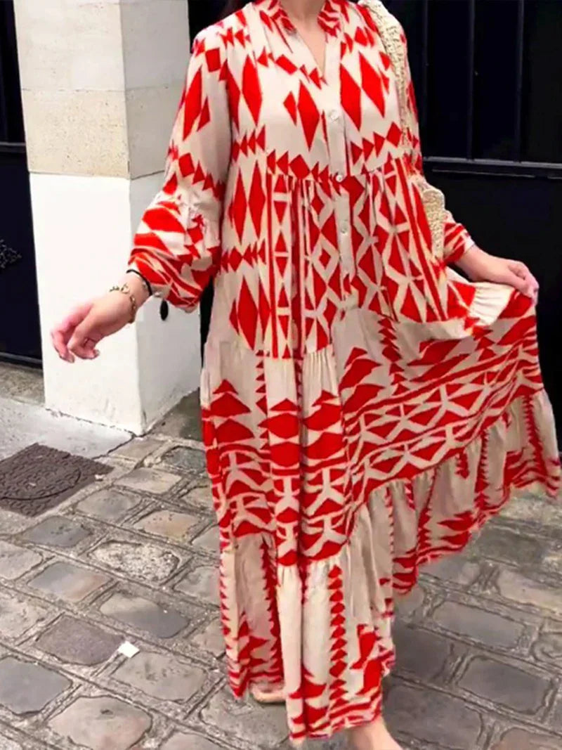 Ronja - Retro dress with V-neck and oversize