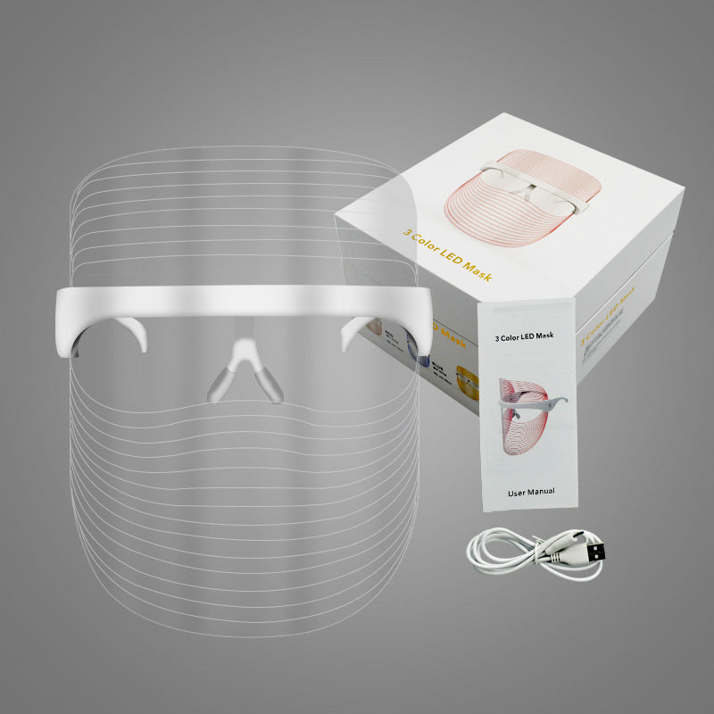 LED Three-color Beauty Mask Household Face Acne Removing Photon Skin Rejuvenation Skin Whitening