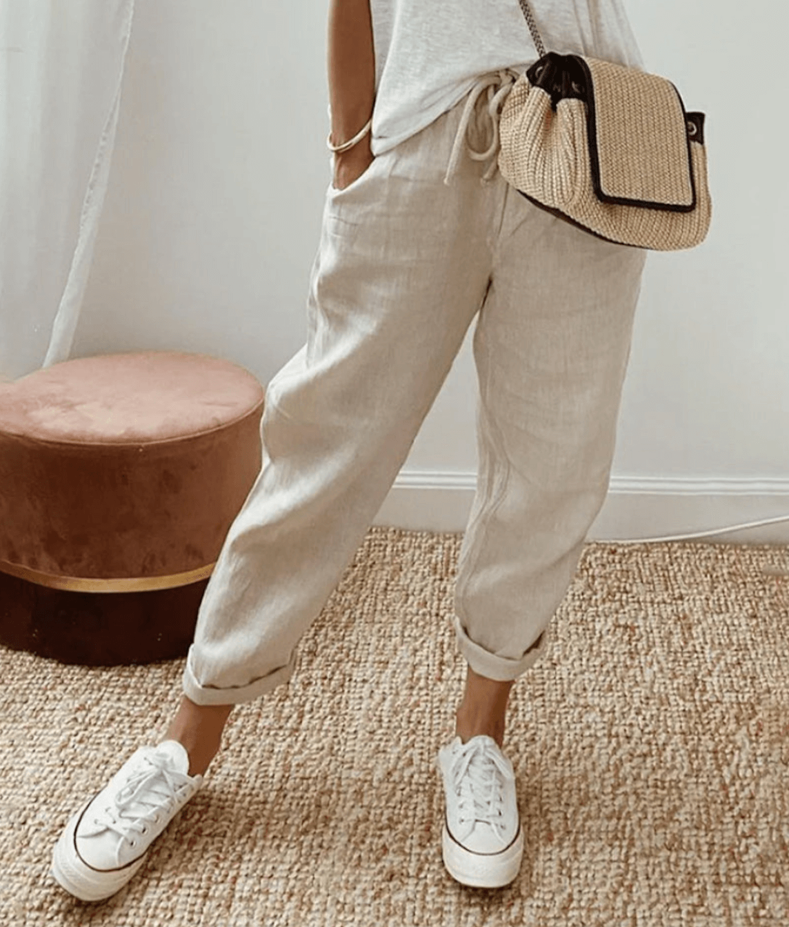 Olive Elegant Cotton Pants