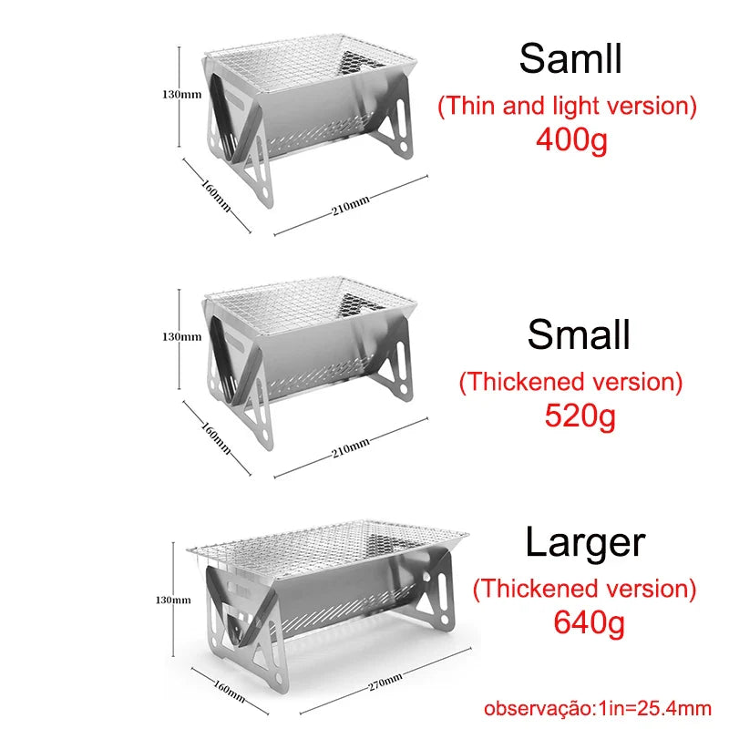 Multifunction Camping BBQ Grill Rack Net Firewood Stove Stainless steel BBQ Grill