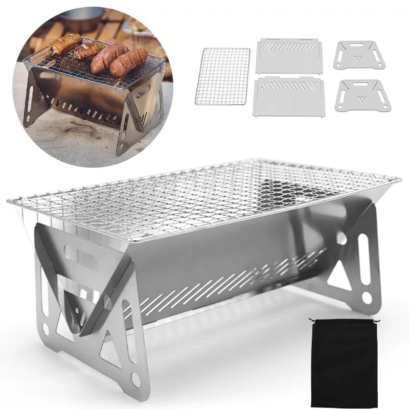 Multifunction Camping BBQ Grill Rack Net Firewood Stove Stainless steel BBQ Grill