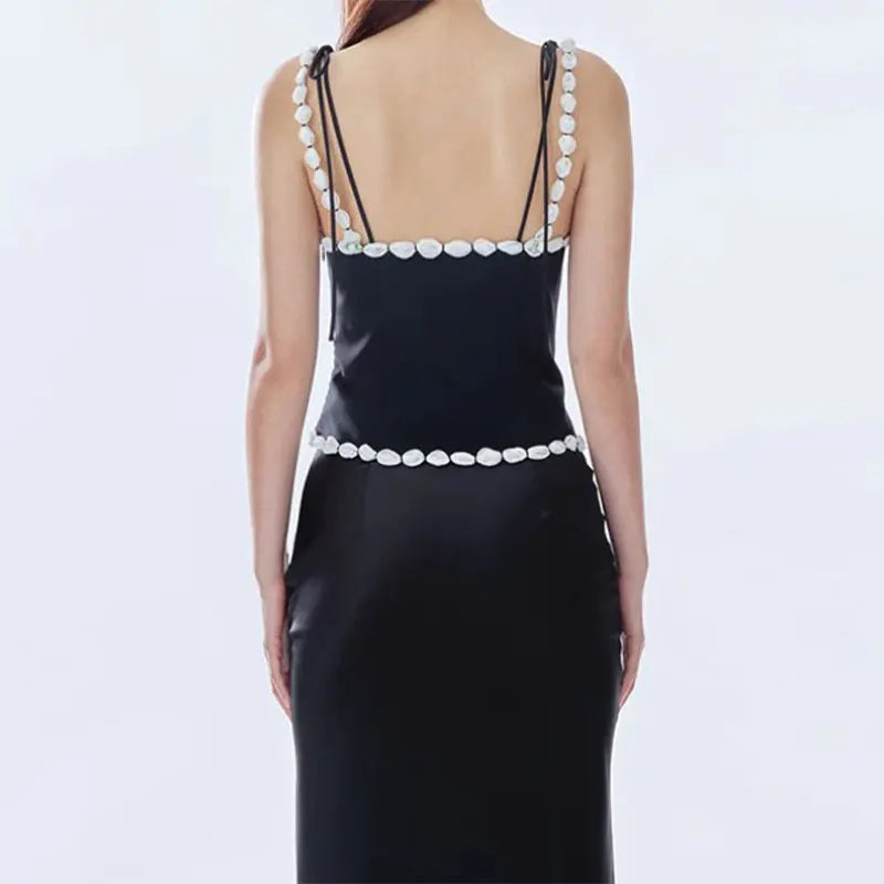Kelly - Satin camisole and skirt set with drawstring detail