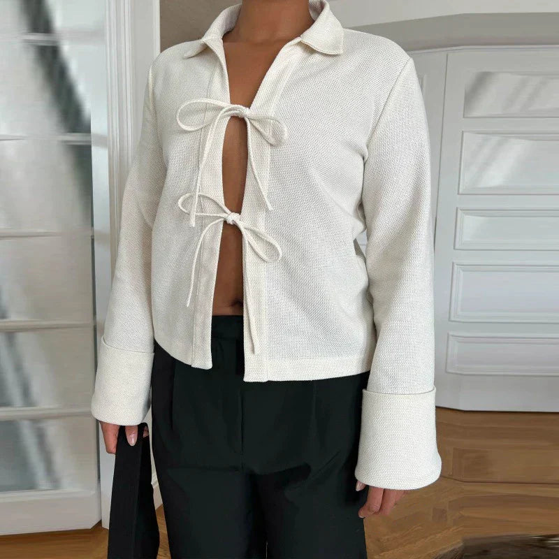 Leanne - Textured cardigan with flared sleeves