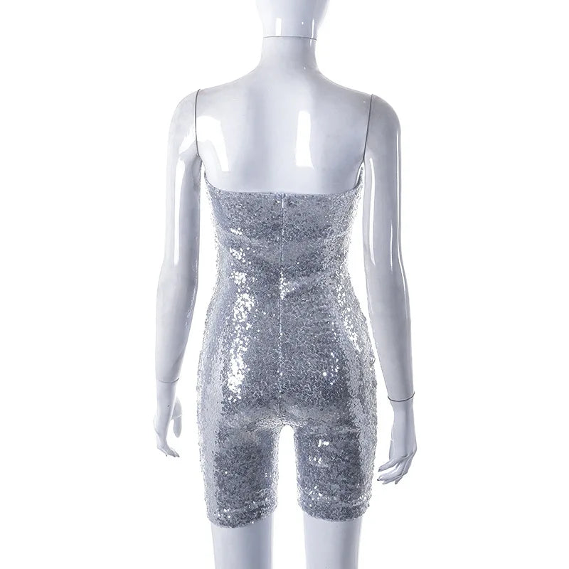 Evelina - Glittering sequin jumpsuit with strapless cut