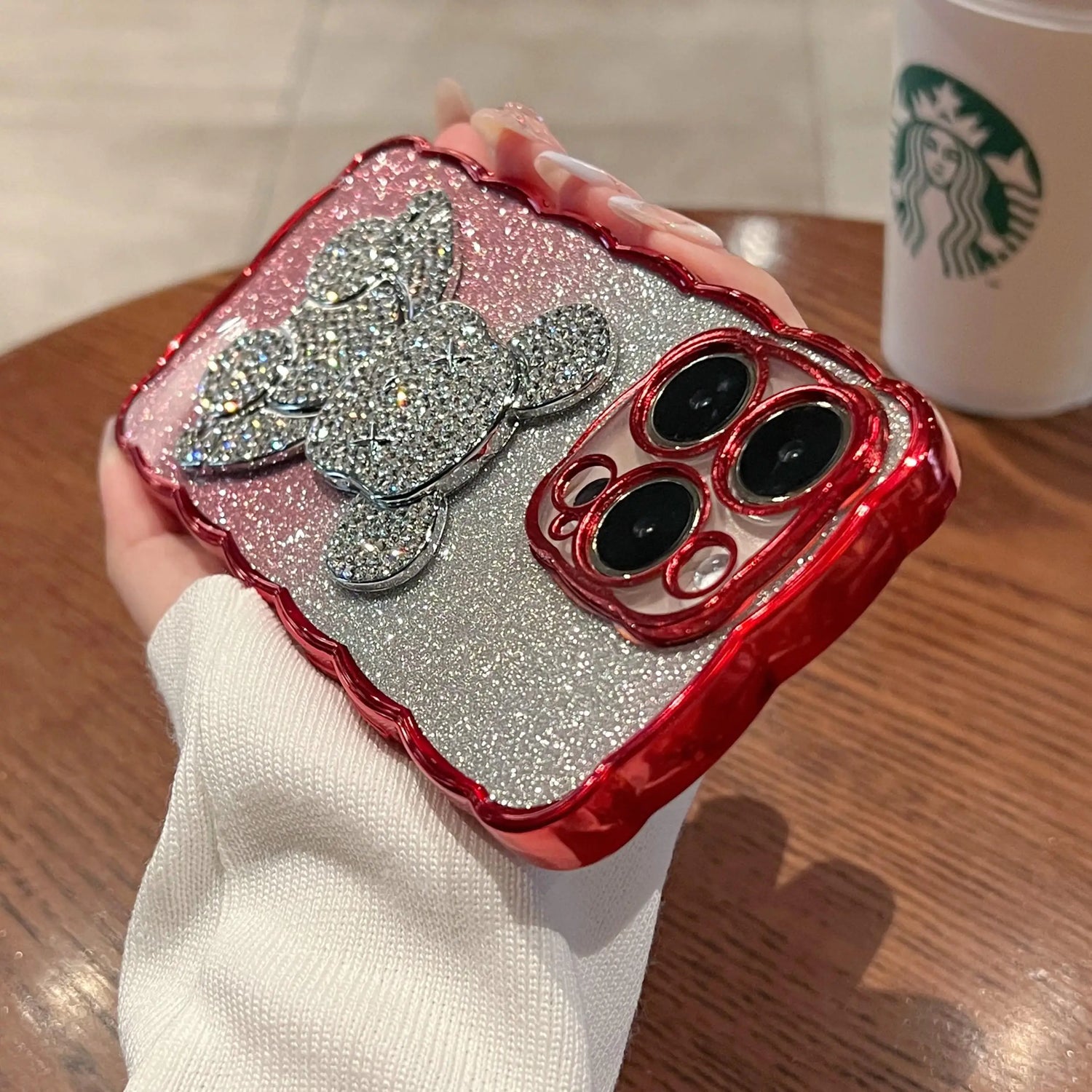 Bling Rhinestone for iPhone 11 14 12 13 Pro Max Case Glitter Diamond Cute Bear