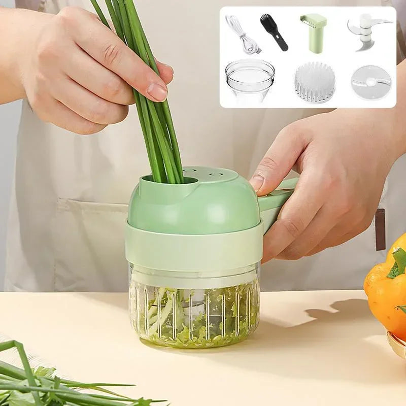 4 in 1 Handheld Electric Vegetable Slicer USB Rechargeable Food Processor