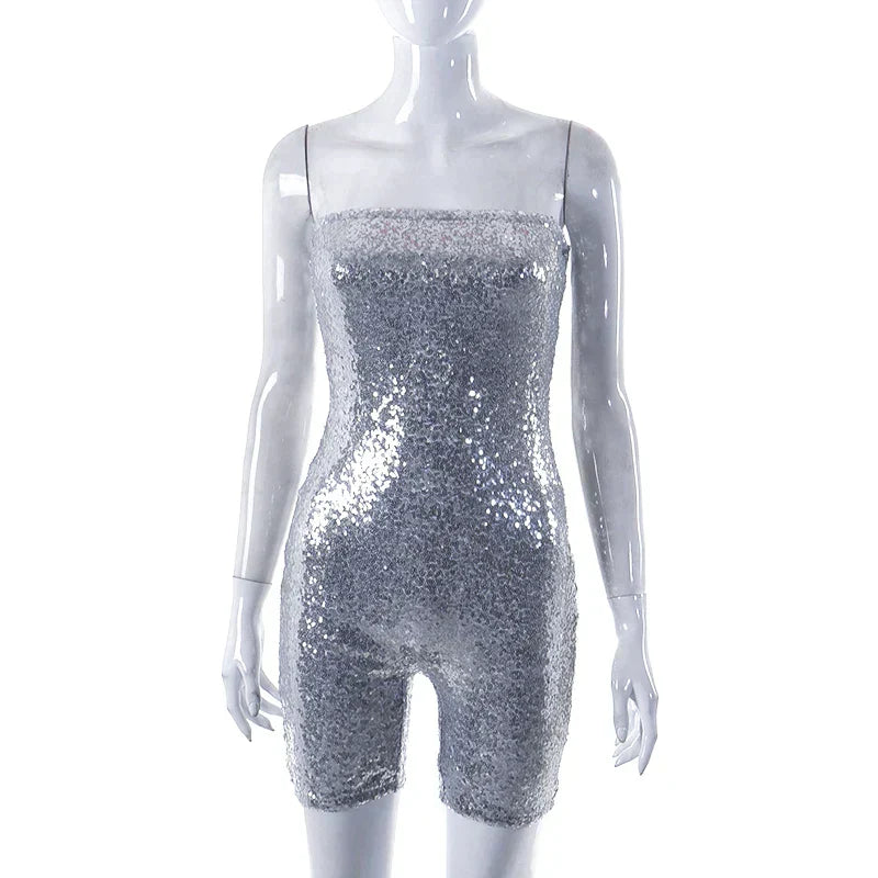 Evelina - Glittering sequin jumpsuit with strapless cut