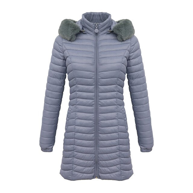 Long parka with fur hood Casual lightweight coats