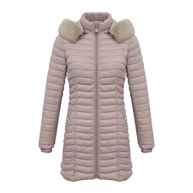Long parka with fur hood Casual lightweight coats