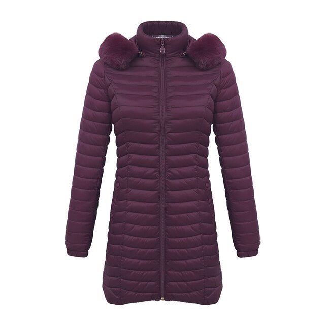Long parka with fur hood Casual lightweight coats