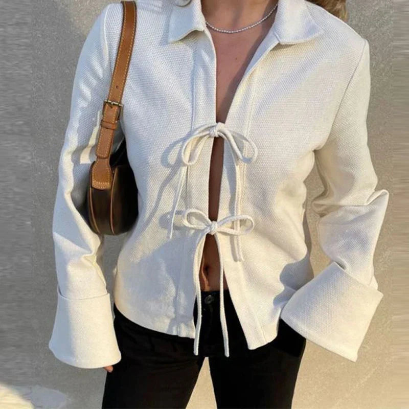 Leanne - Textured cardigan with flared sleeves