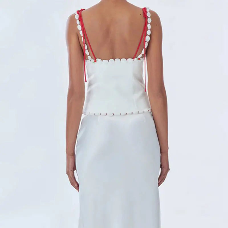 Kelly - Satin camisole and skirt set with drawstring detail