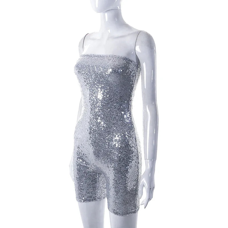 Evelina - Glittering sequin jumpsuit with strapless cut
