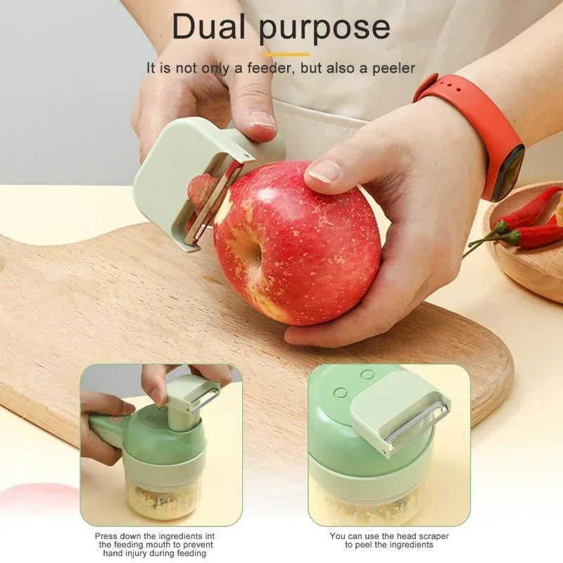 4 in 1 Handheld Electric Vegetable Slicer USB Rechargeable Food Processor