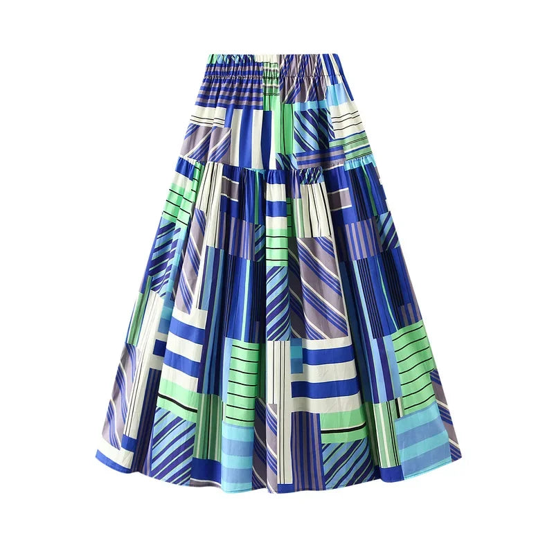 Colourful boho A-line long skirt