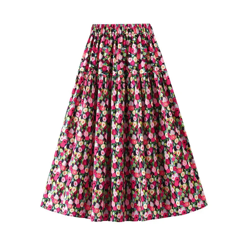 Colourful boho A-line long skirt