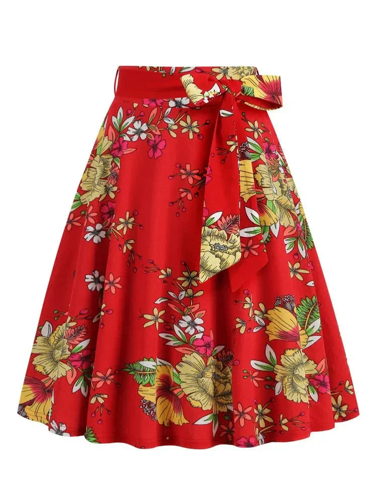 Flowery retro vintage swing skirt