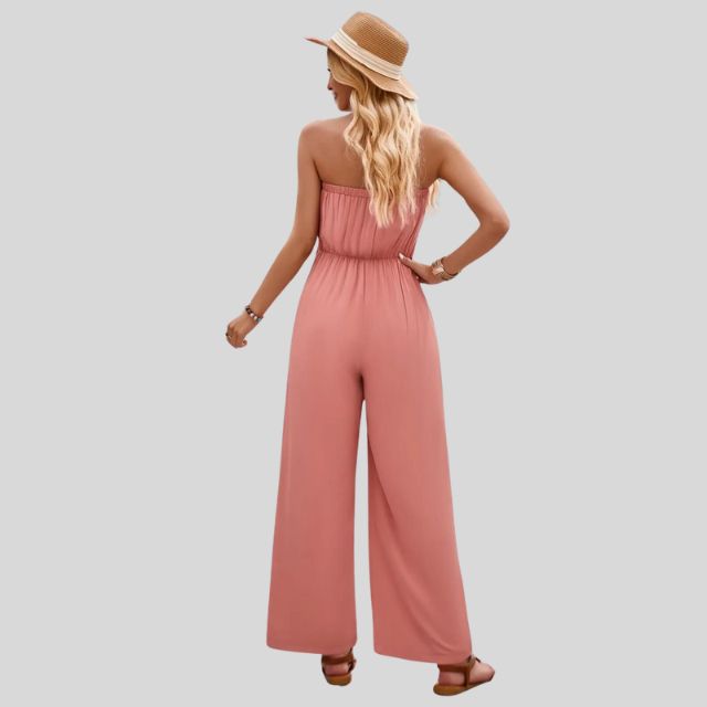 Olivia - Off-the-shoulder jumpsuit with waist tie