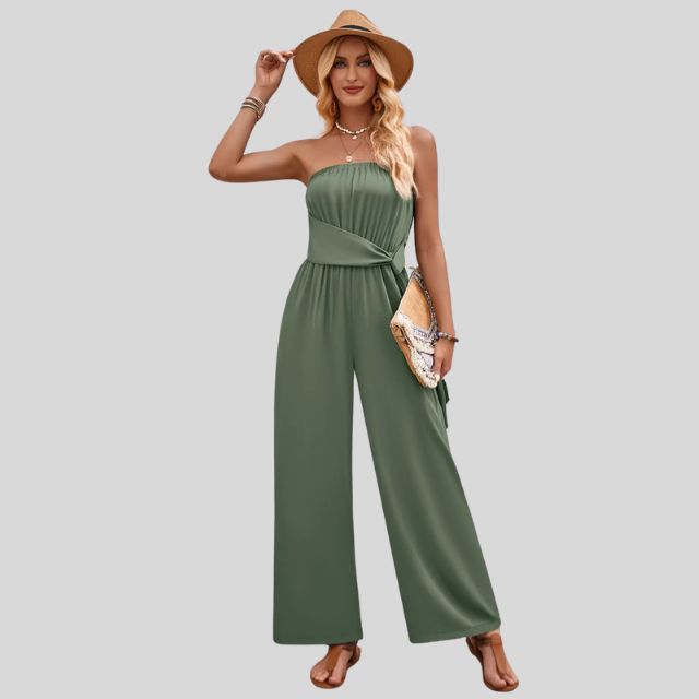 Olivia - Off-the-shoulder jumpsuit with waist tie