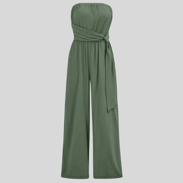 Olivia - Off-the-shoulder jumpsuit with waist tie