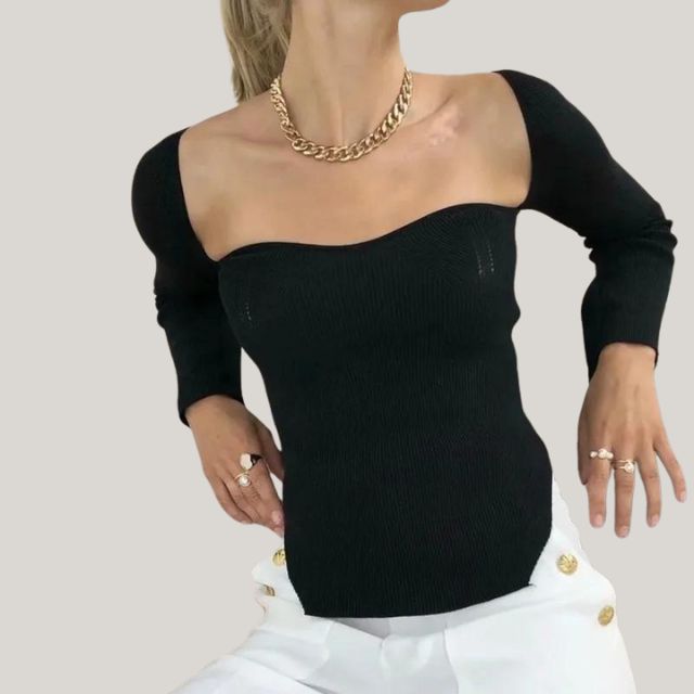 Erich - Knitted jumper with square neckline