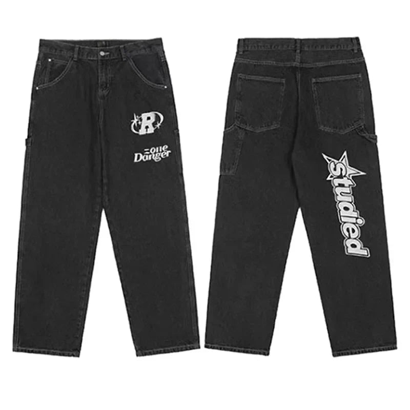 Raven - Wide jeans with striking graphic print
