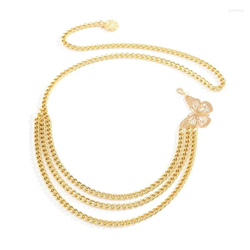 Helena - Multi-layered chain necklace with butterfly pendant