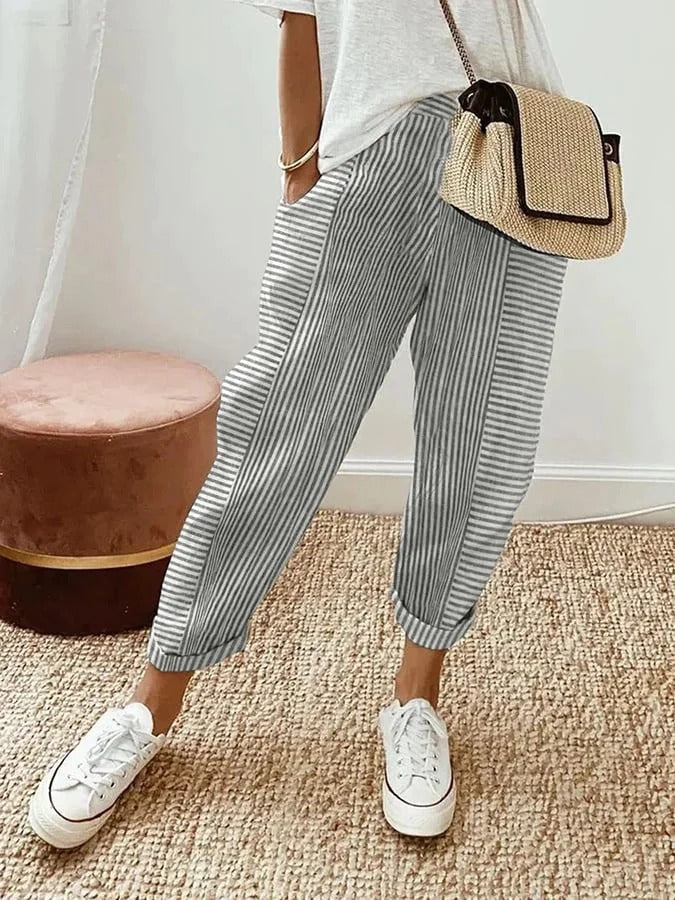 Lisa™ - Cotton striped trousers