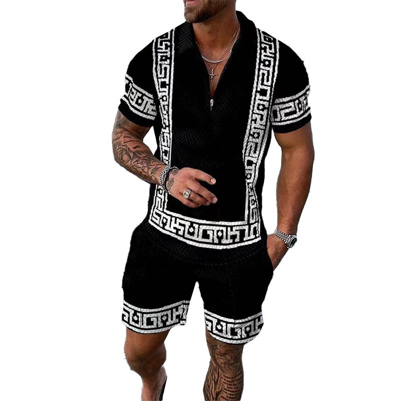 Men's Short Sleeve Polo Shirt Shorts Set 56444196YM