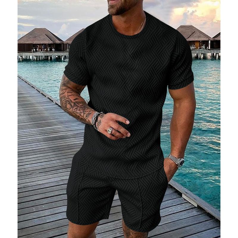 Men's Round Neck Short Sleeve Casual Sports Set 31248826L