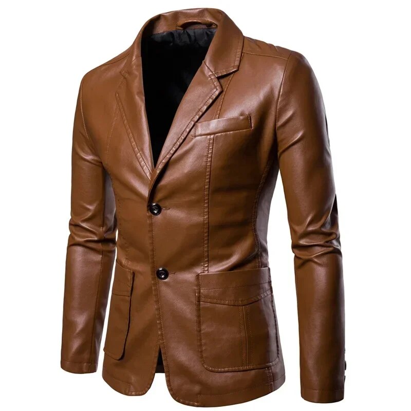 Harbert - Lapel Leather Suit Jacket for Men